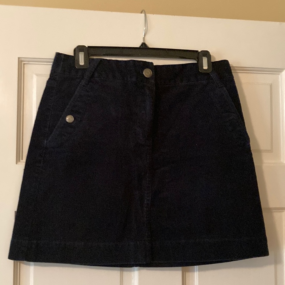 Navy blue corduroy 17 inches long waist to hem